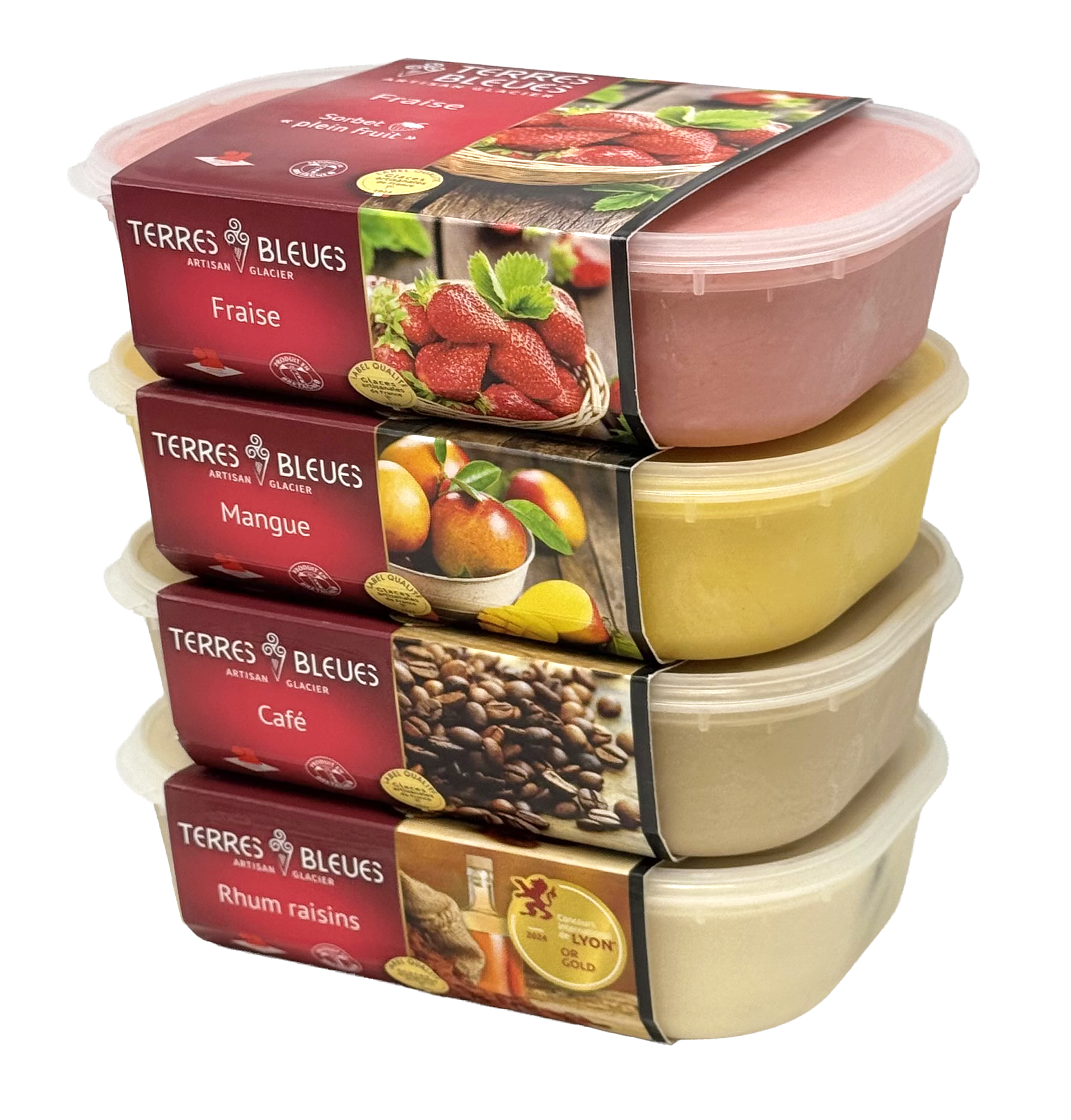 Crèmes glacées et Sorbets de la marque Terres Bleues