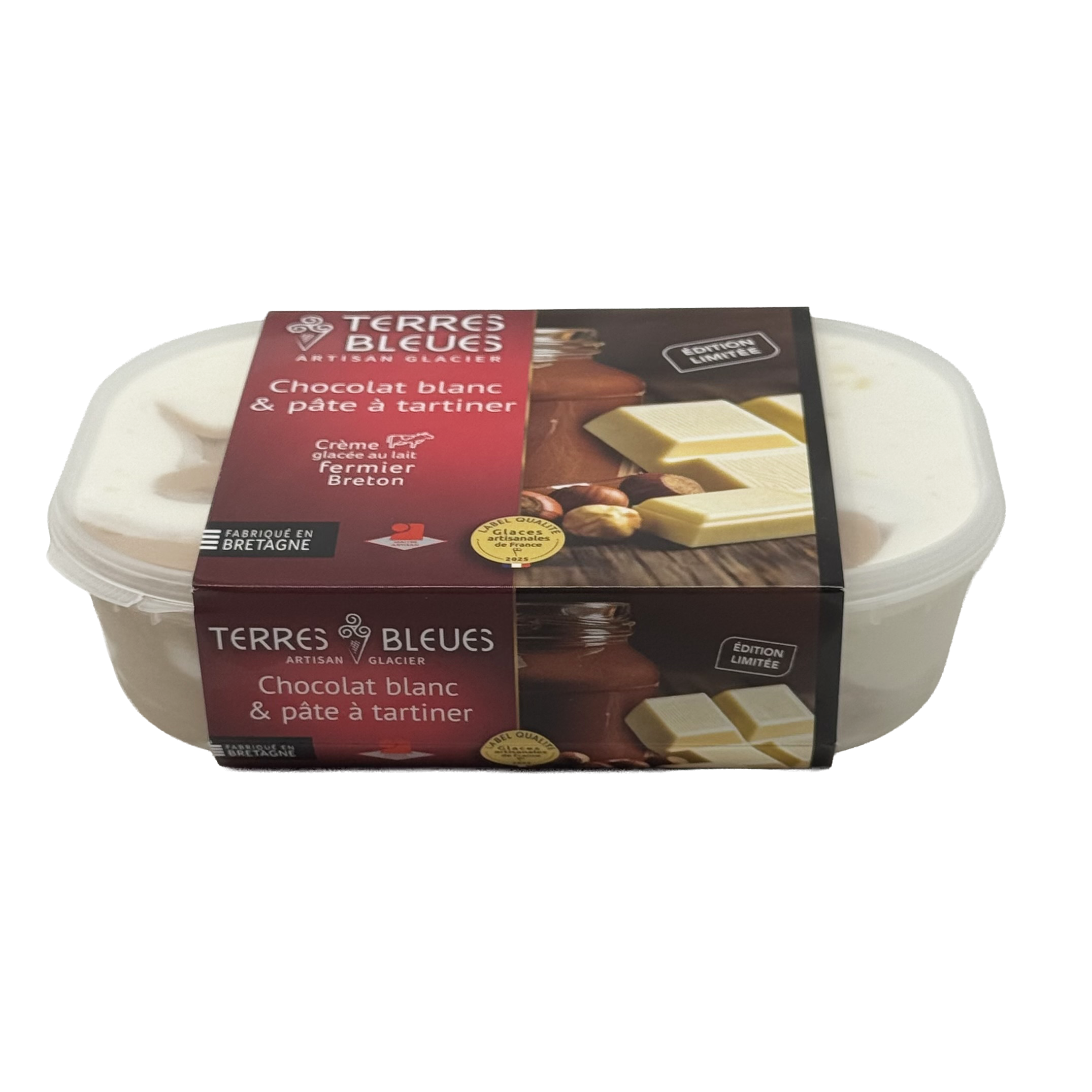 Crème glacée Chocolat Blanc / Pâte à Tartiner de la marque Terres Bleues